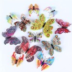 3D double butterflies with magnet, house or event decorations, set of 12 pieces, colorful color, A22